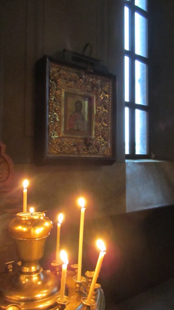 Candles and icon in the Orthodox church