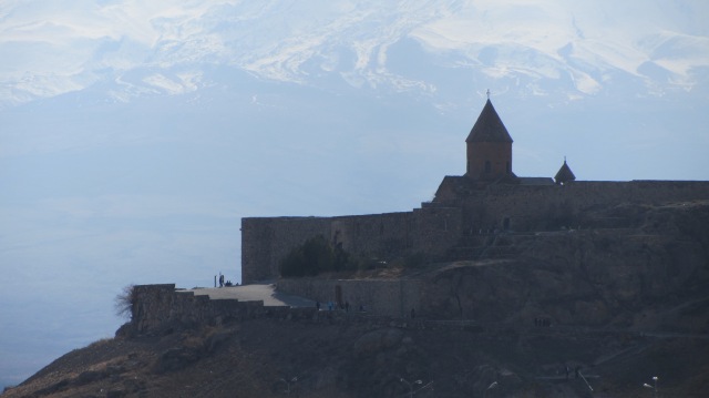 Khor Virap monastery against the backdrop of Mount Ararat